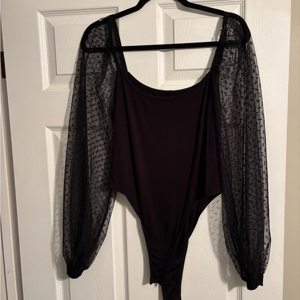 Elegant Black Sheer Sleeve Bodysuit